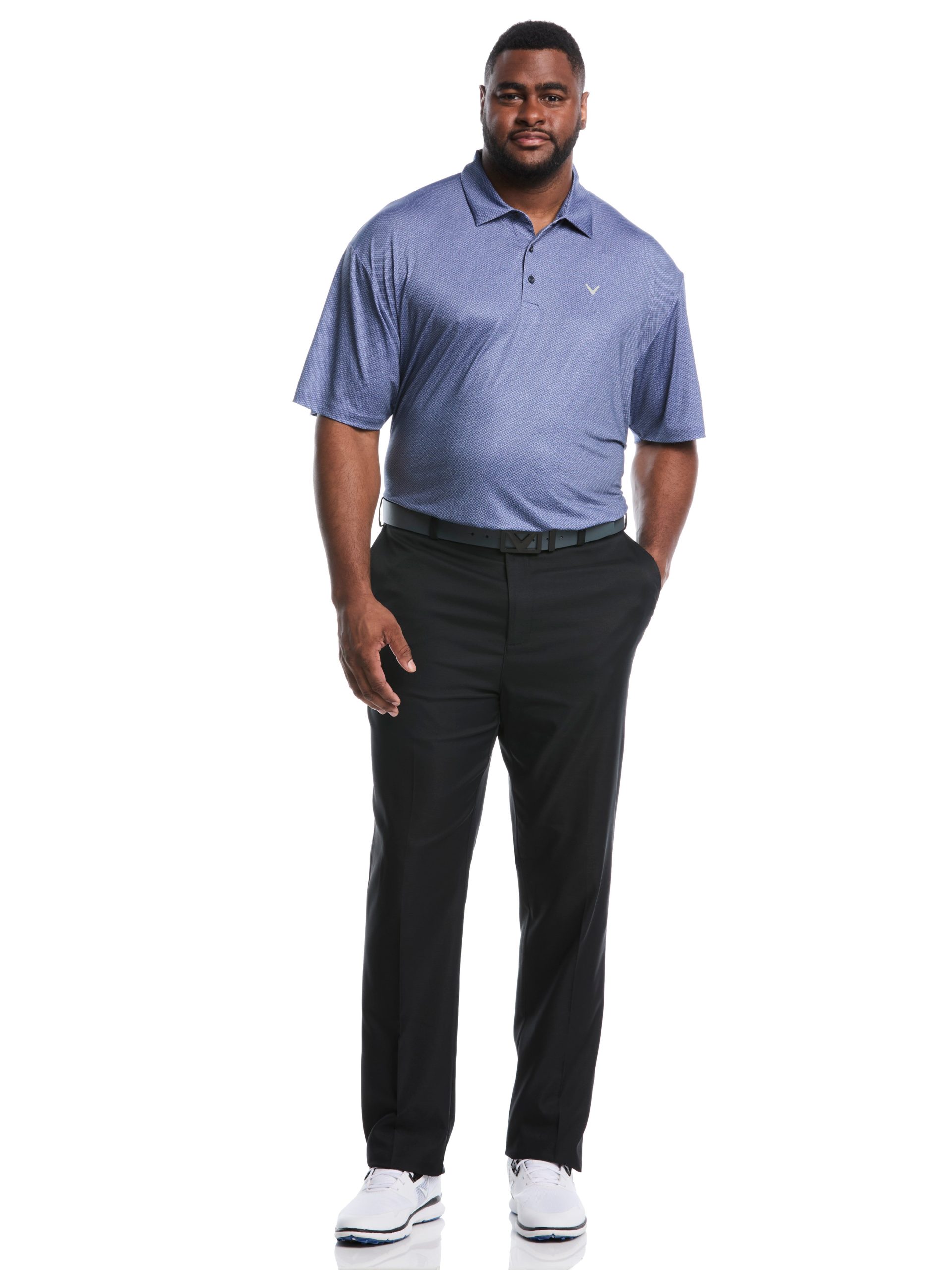 Big & Tall Heather Geo Print Golf Polo - Image 12