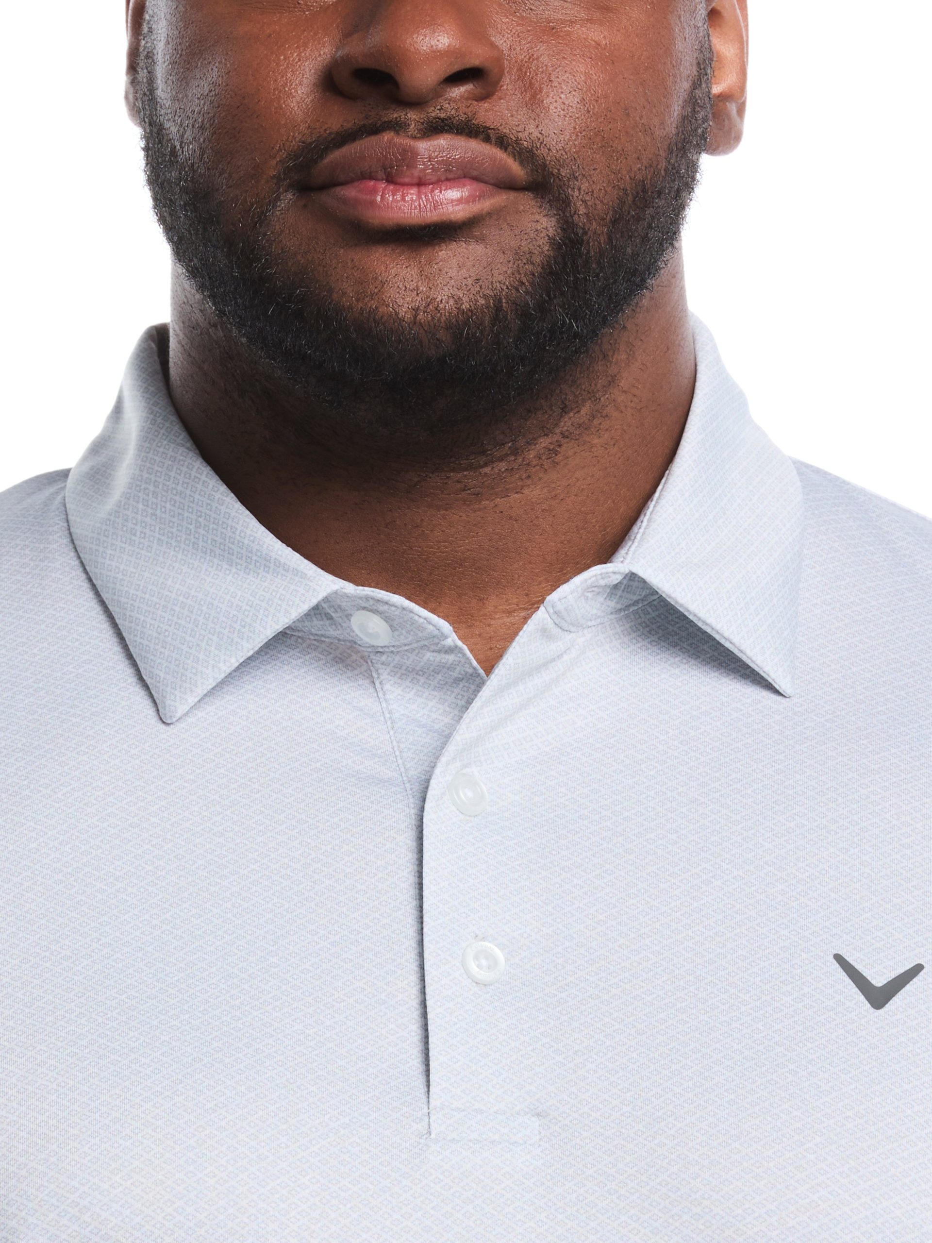 Big & Tall Heather Geo Print Golf Polo - Image 3