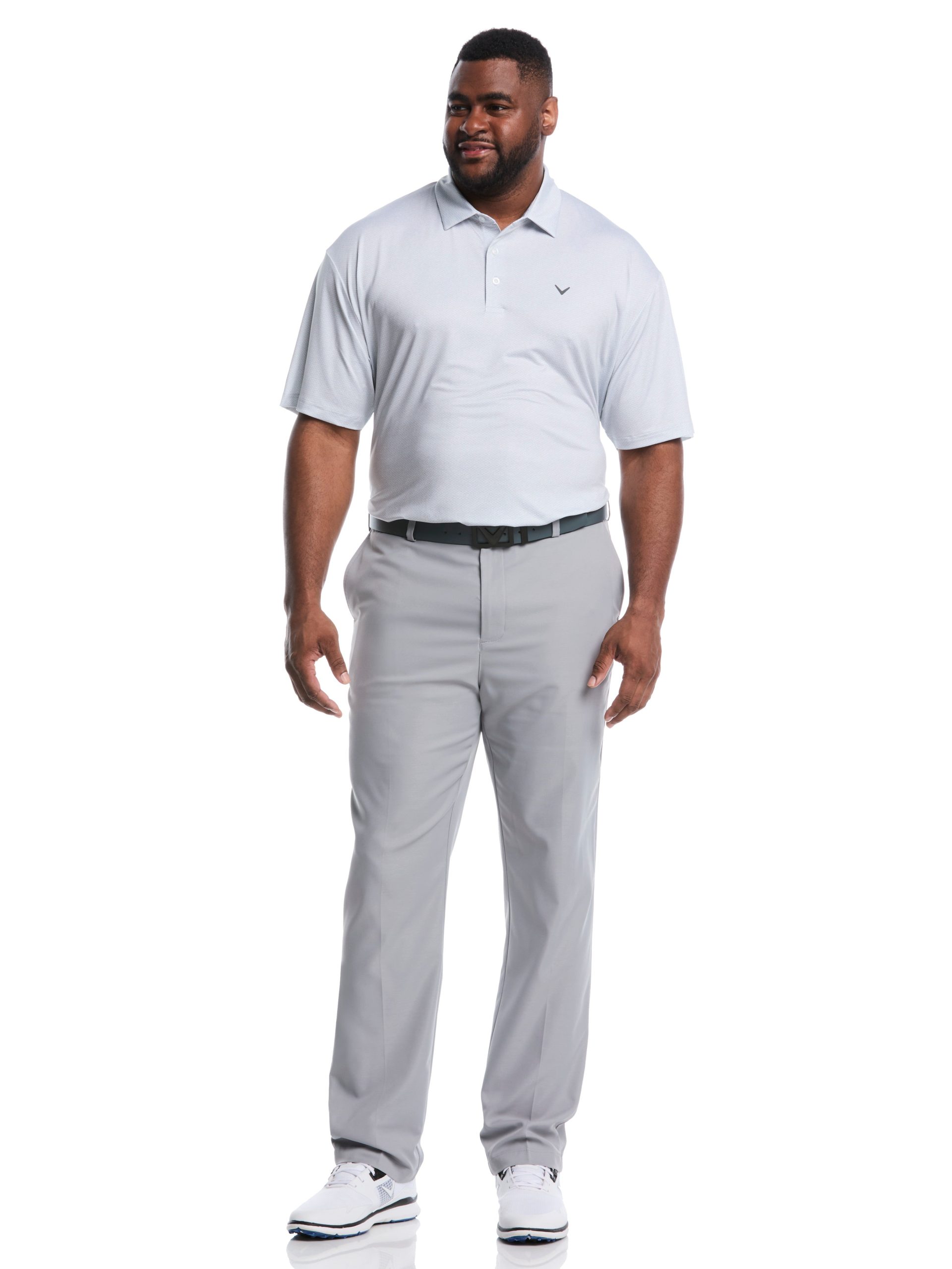 Big & Tall Heather Geo Print Golf Polo - Image 4