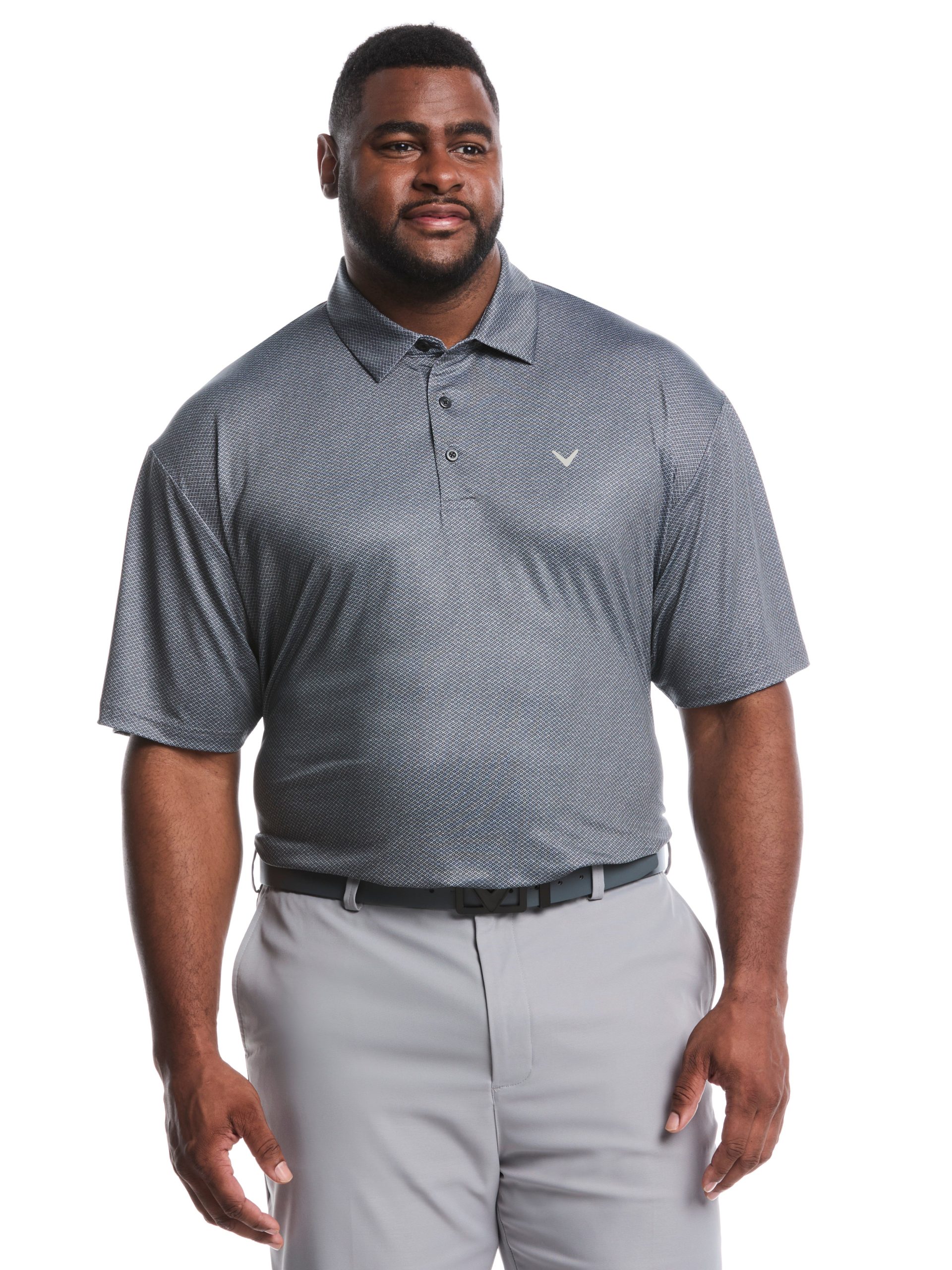 Big & Tall Heather Geo Print Golf Polo - Image 5