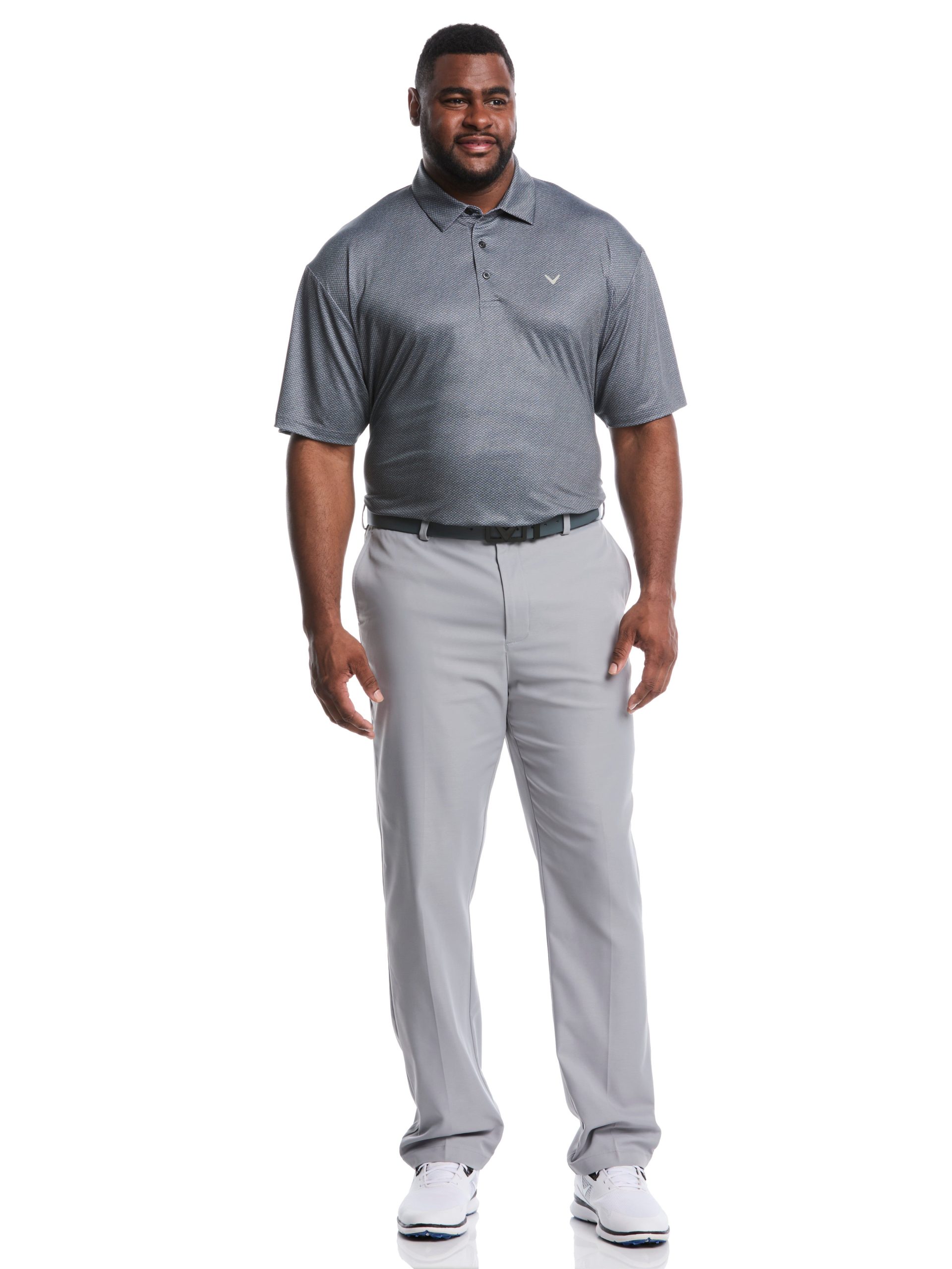 Big & Tall Heather Geo Print Golf Polo - Image 8