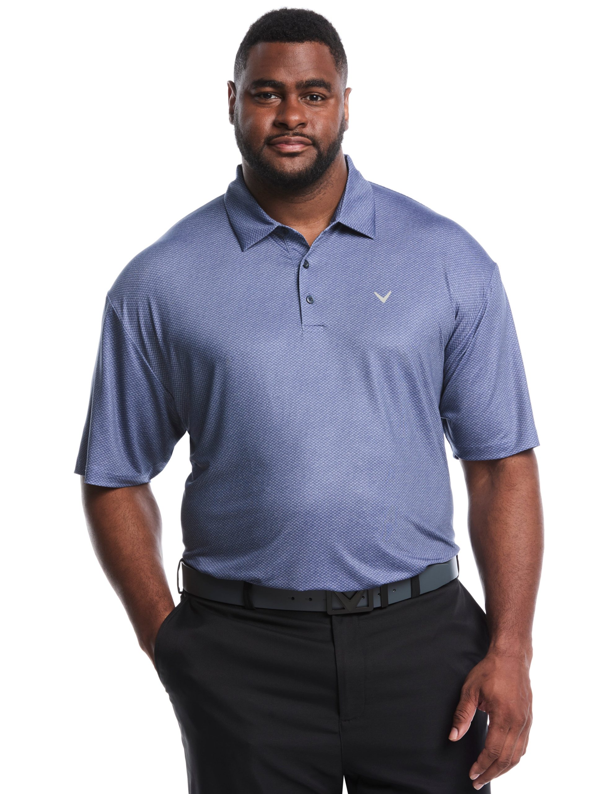 Big & Tall Heather Geo Print Golf Polo - Image 9