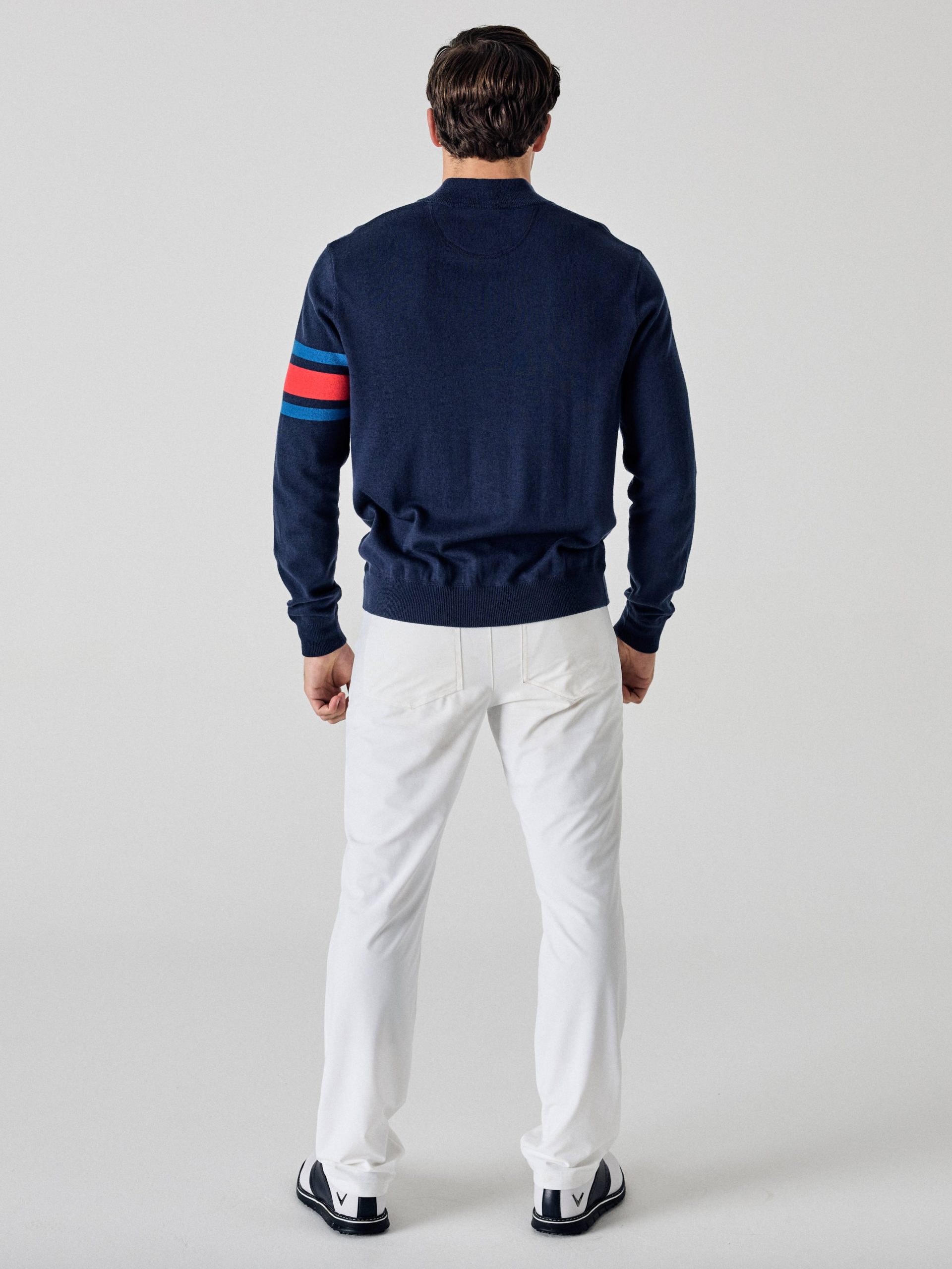 Callaway Legacy Collection? Mens Triple Track Blocked Sleeve Quarter Zip Golf Sweater - Image 2