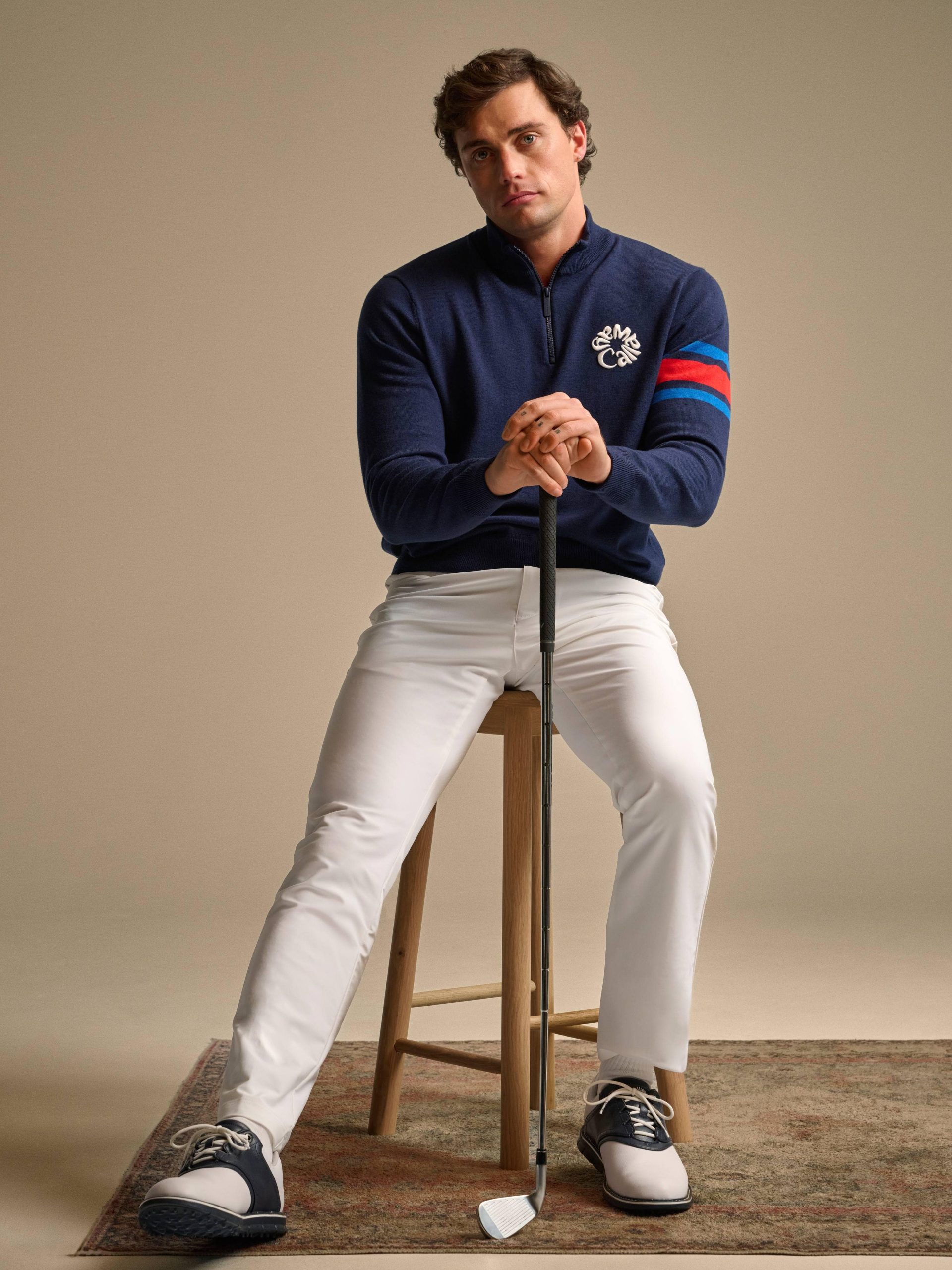 Callaway Legacy Collection? Mens Triple Track Blocked Sleeve Quarter Zip Golf Sweater - Image 3