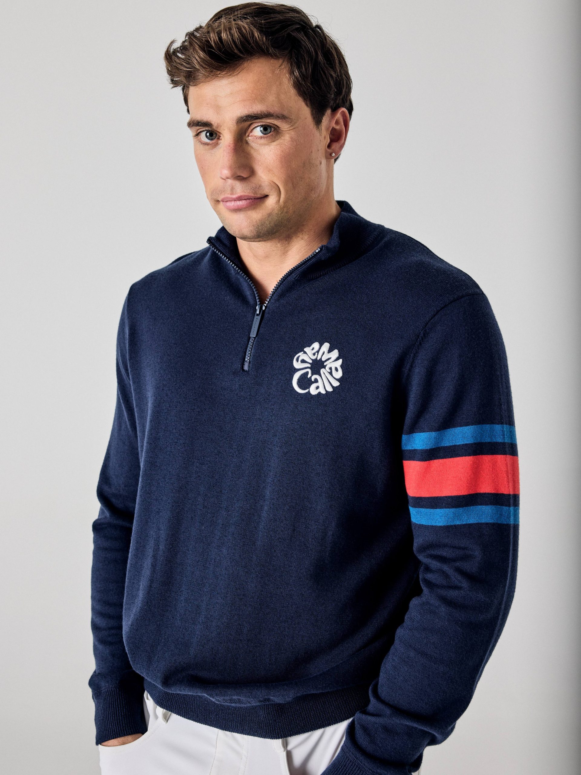Callaway Legacy Collection? Mens Triple Track Blocked Sleeve Quarter Zip Golf Sweater - Image 4