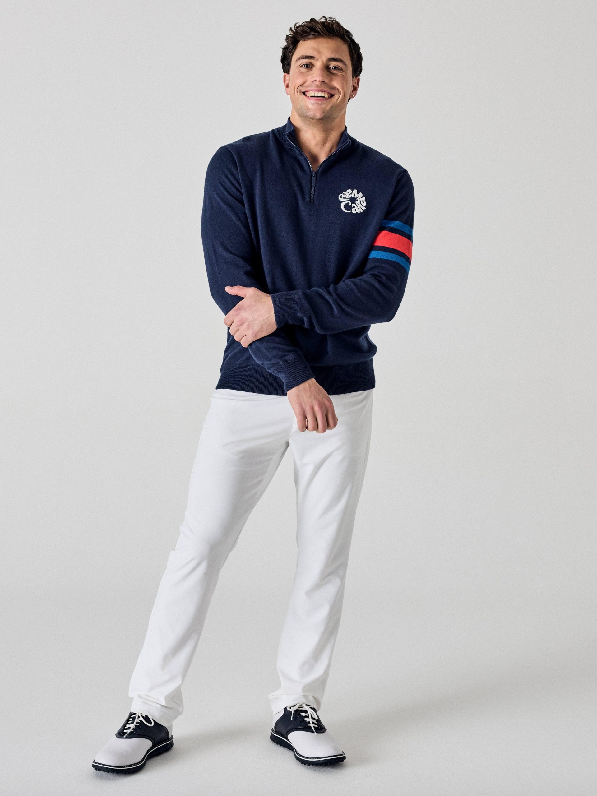 Callaway Legacy Collection? Mens Triple Track Blocked Sleeve Quarter Zip Golf Sweater - Image 5