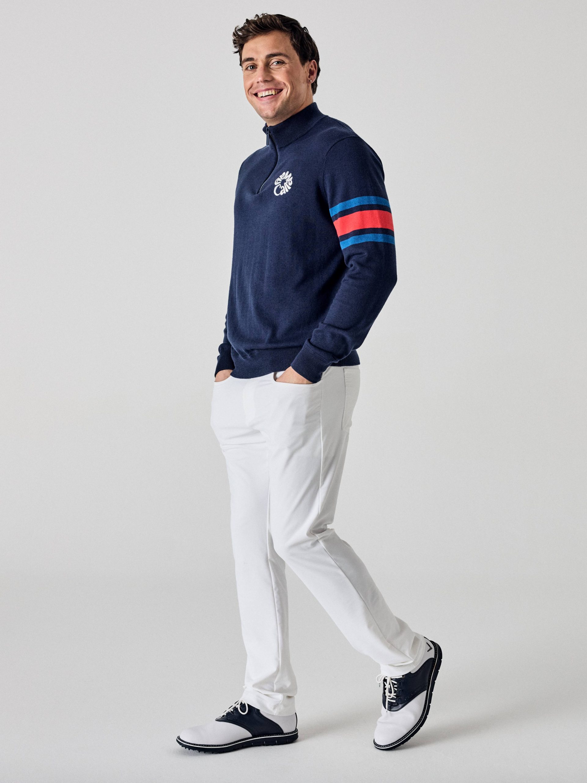 Callaway Legacy Collection? Mens Triple Track Blocked Sleeve Quarter Zip Golf Sweater - Image 7
