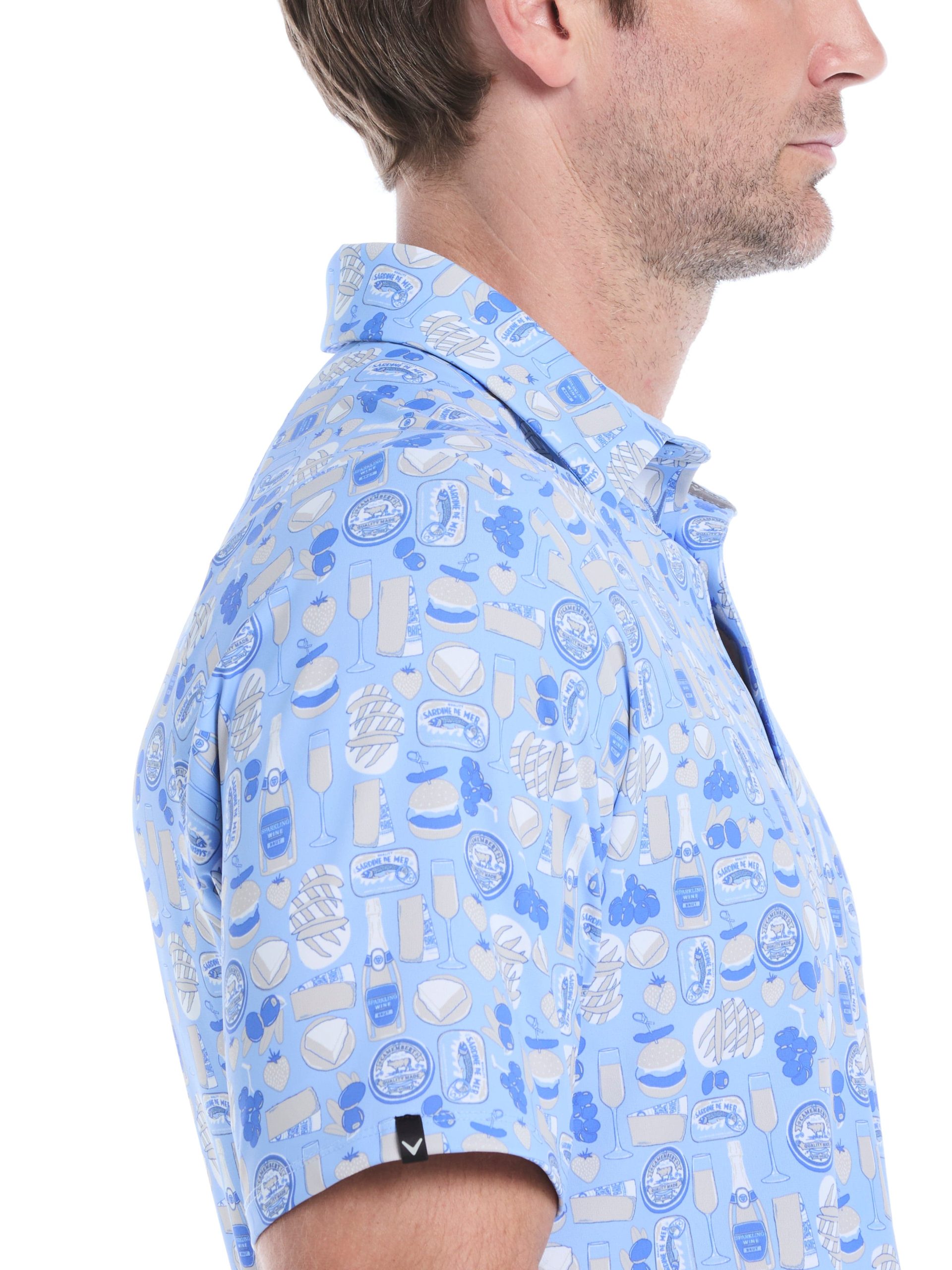 Mens Celebration Feast Print Golf Polo - Image 4