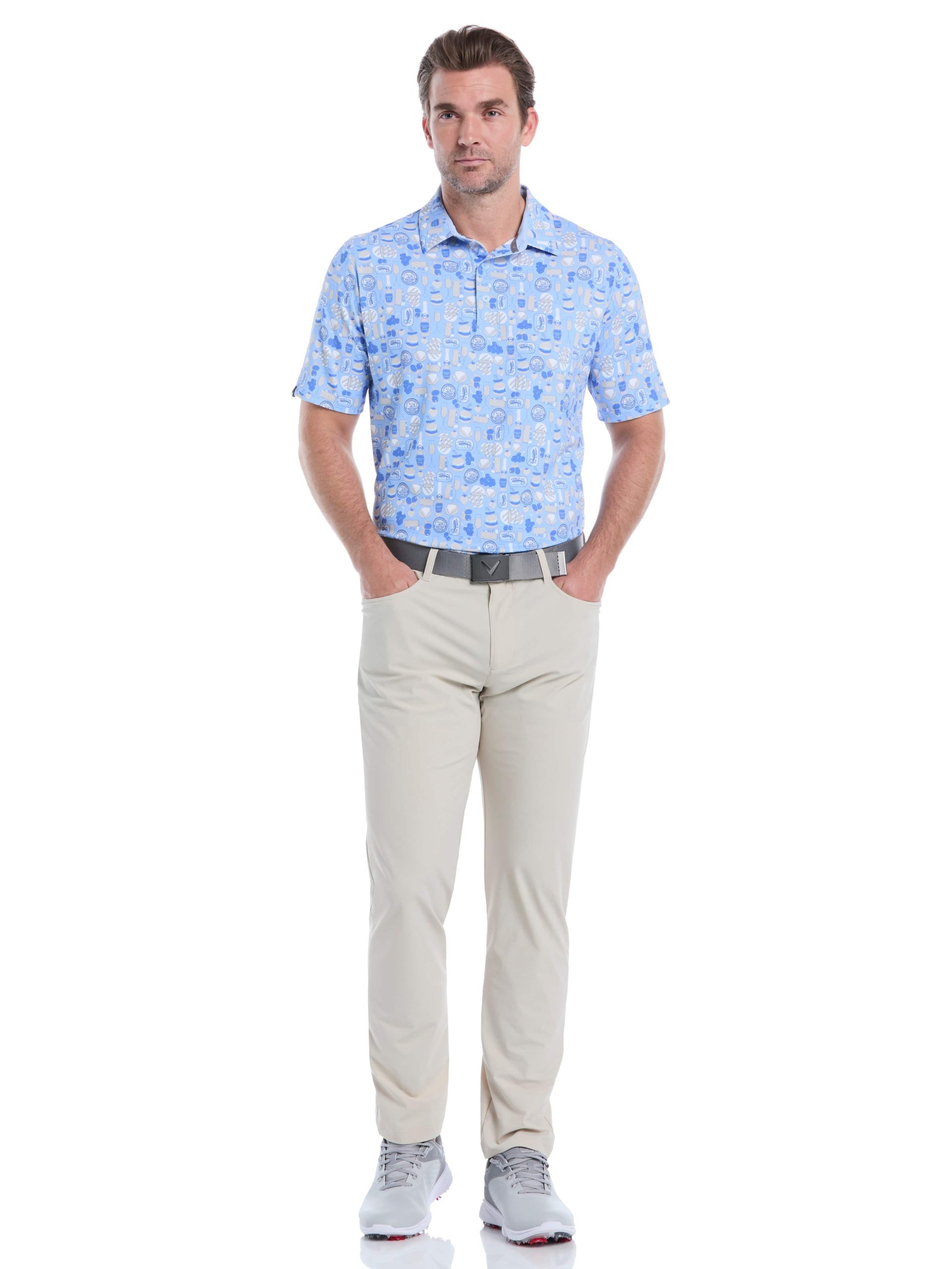 Mens Celebration Feast Print Golf Polo - Image 5