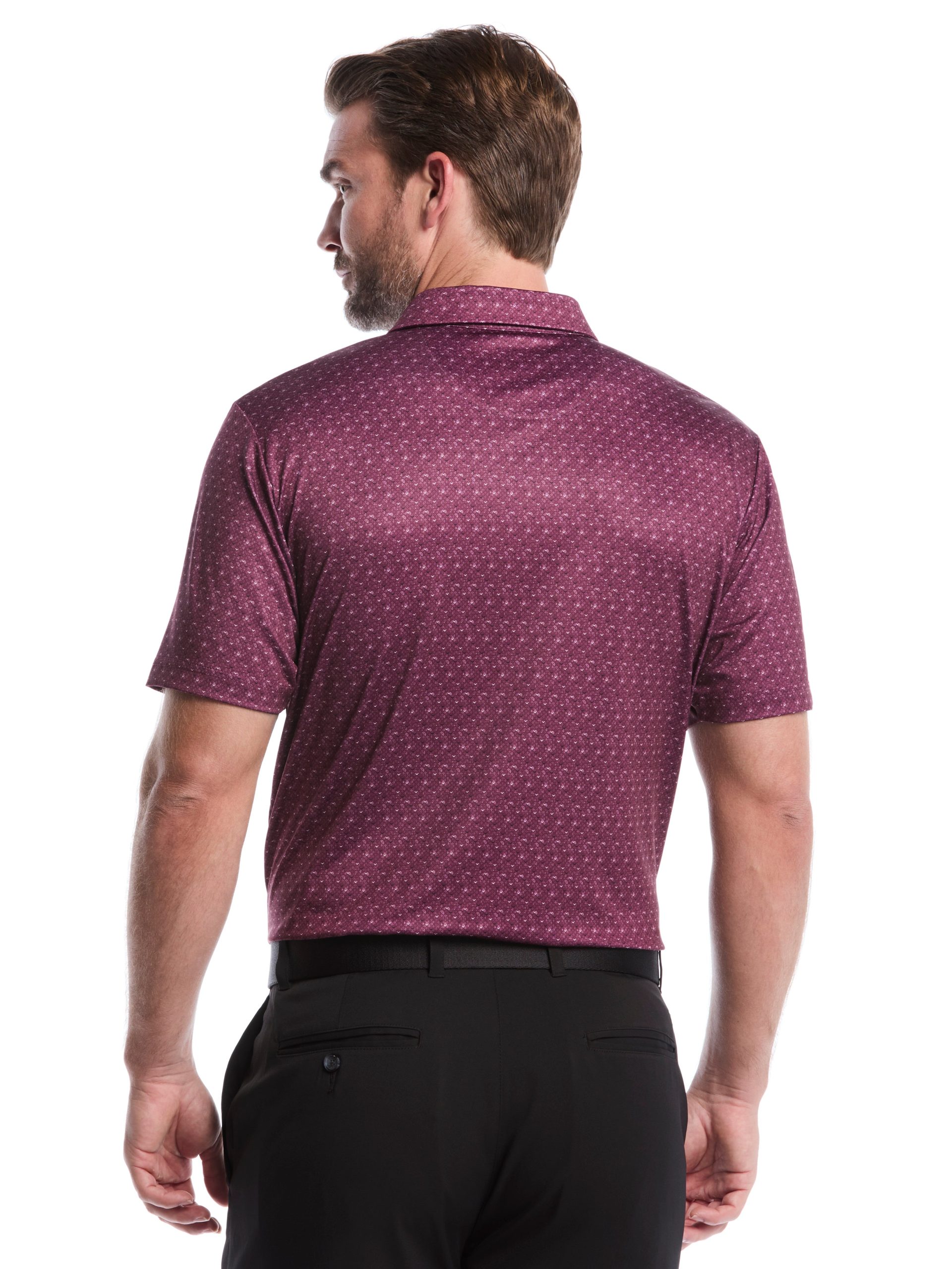 Mens Chevron Print Golf Polo Shirt - Image 2