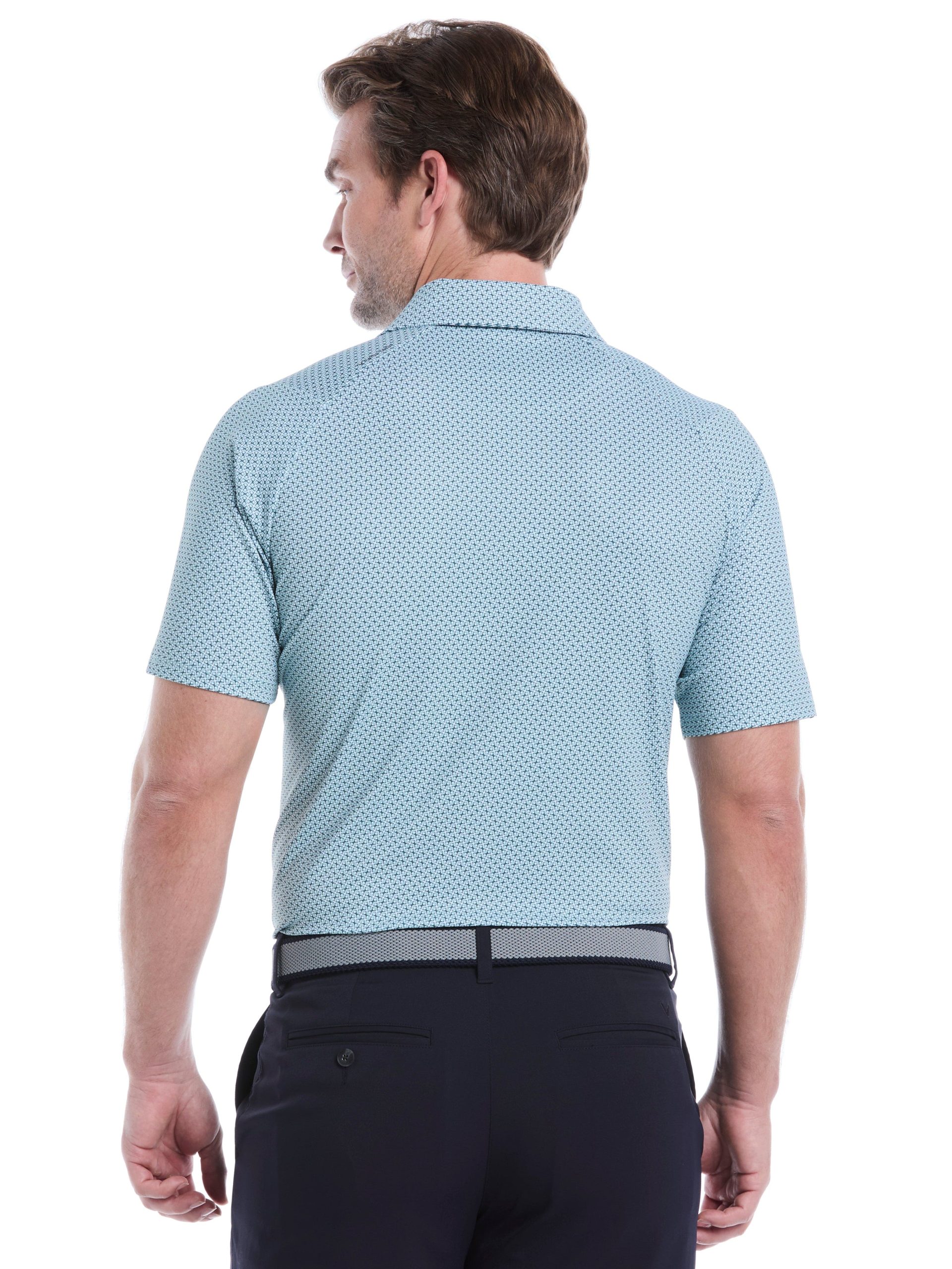 Mens Chevron Print Golf Polo Shirt - Image 2
