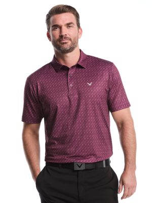 Mens Chevron Print Golf Polo Shirt