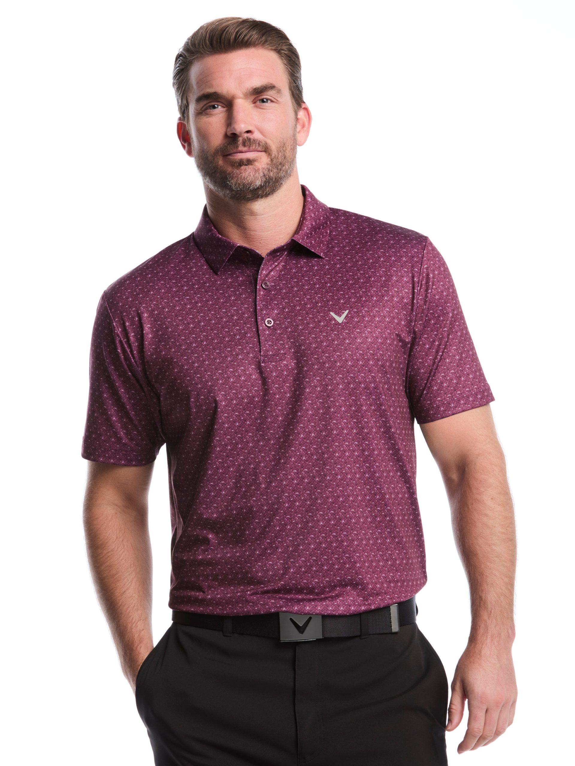 Mens Chevron Print Golf Polo Shirt