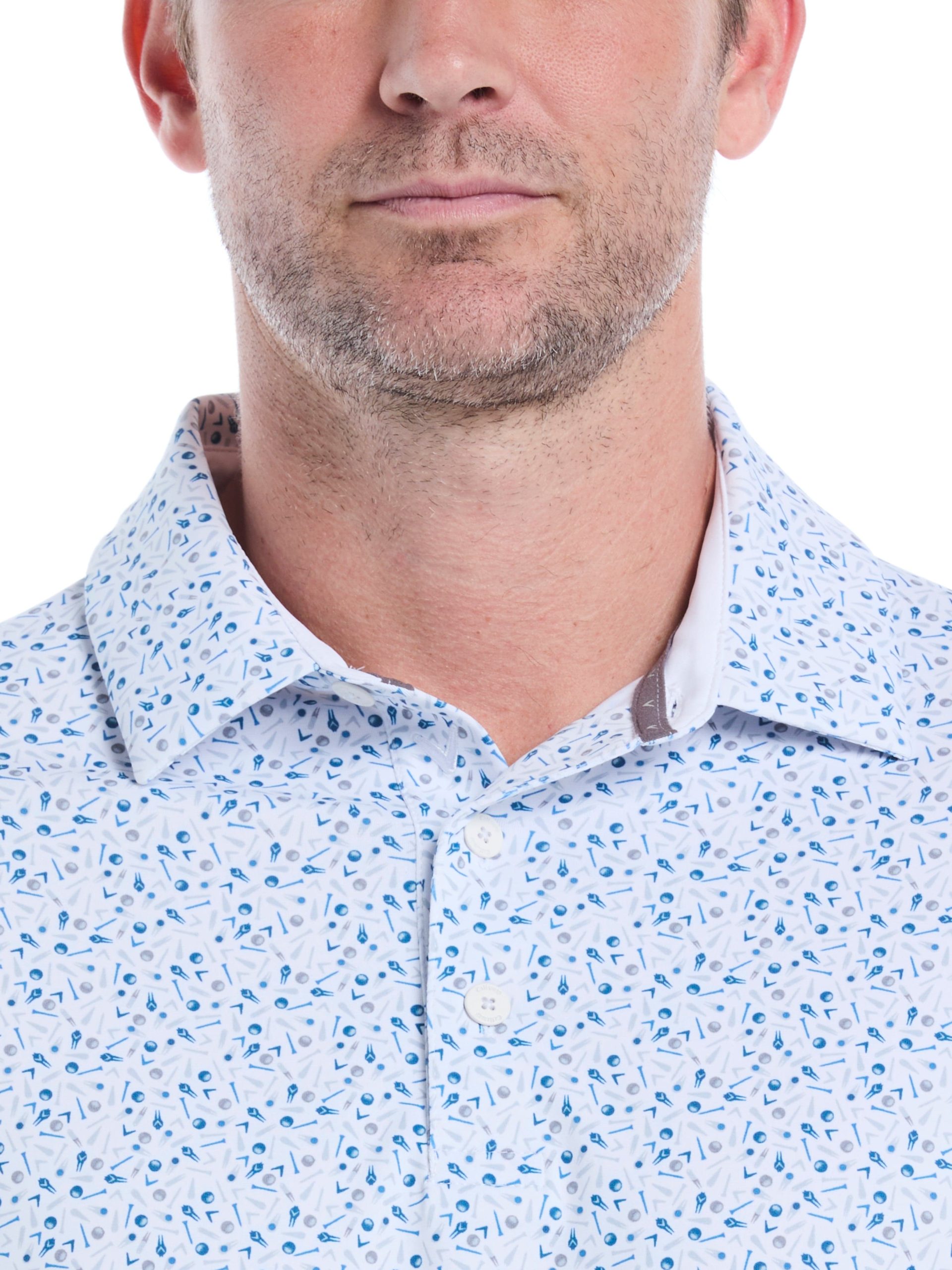 Mens Confetti Print Golf Polo Shirt - Image 3