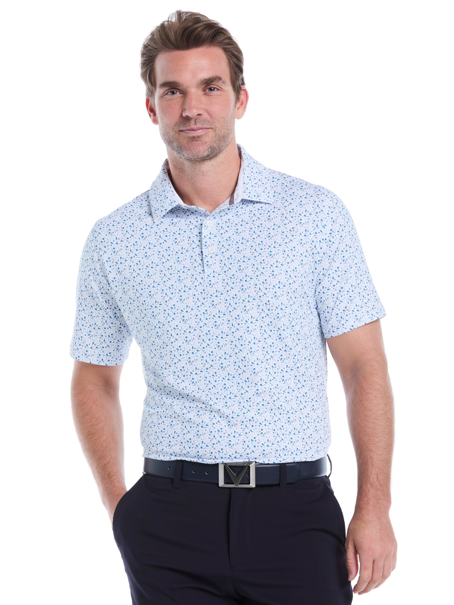 Mens Confetti Print Golf Polo Shirt