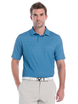 Mens Engineered Chevron Ombre Print Golf Polo Shirt