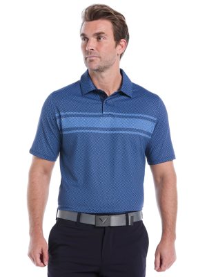 Mens Engineered Triple Track Geo Print Golf Polo Shirt