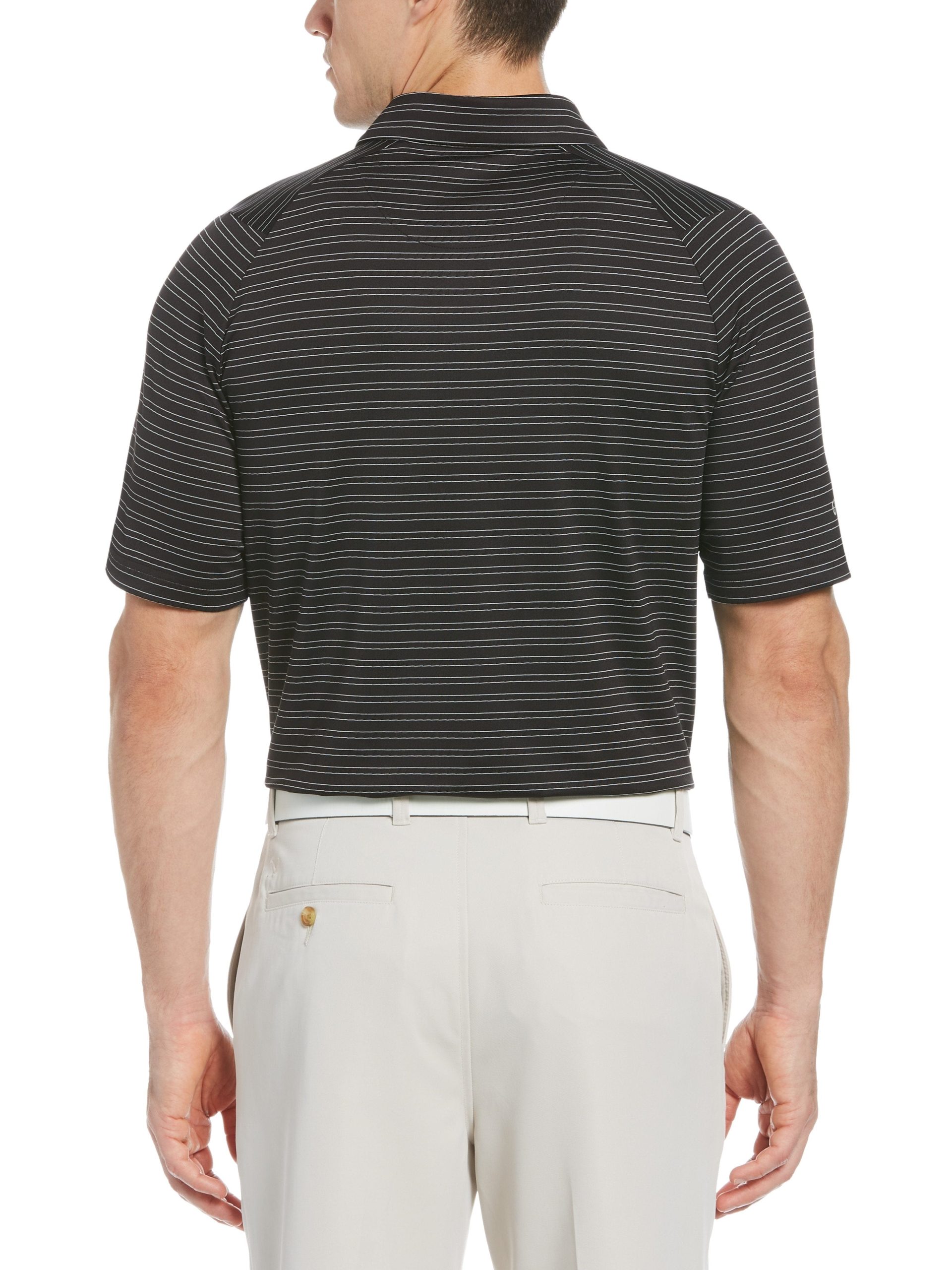 Mens Fine Line Ventilated Stripe Polo Shirt - Image 2