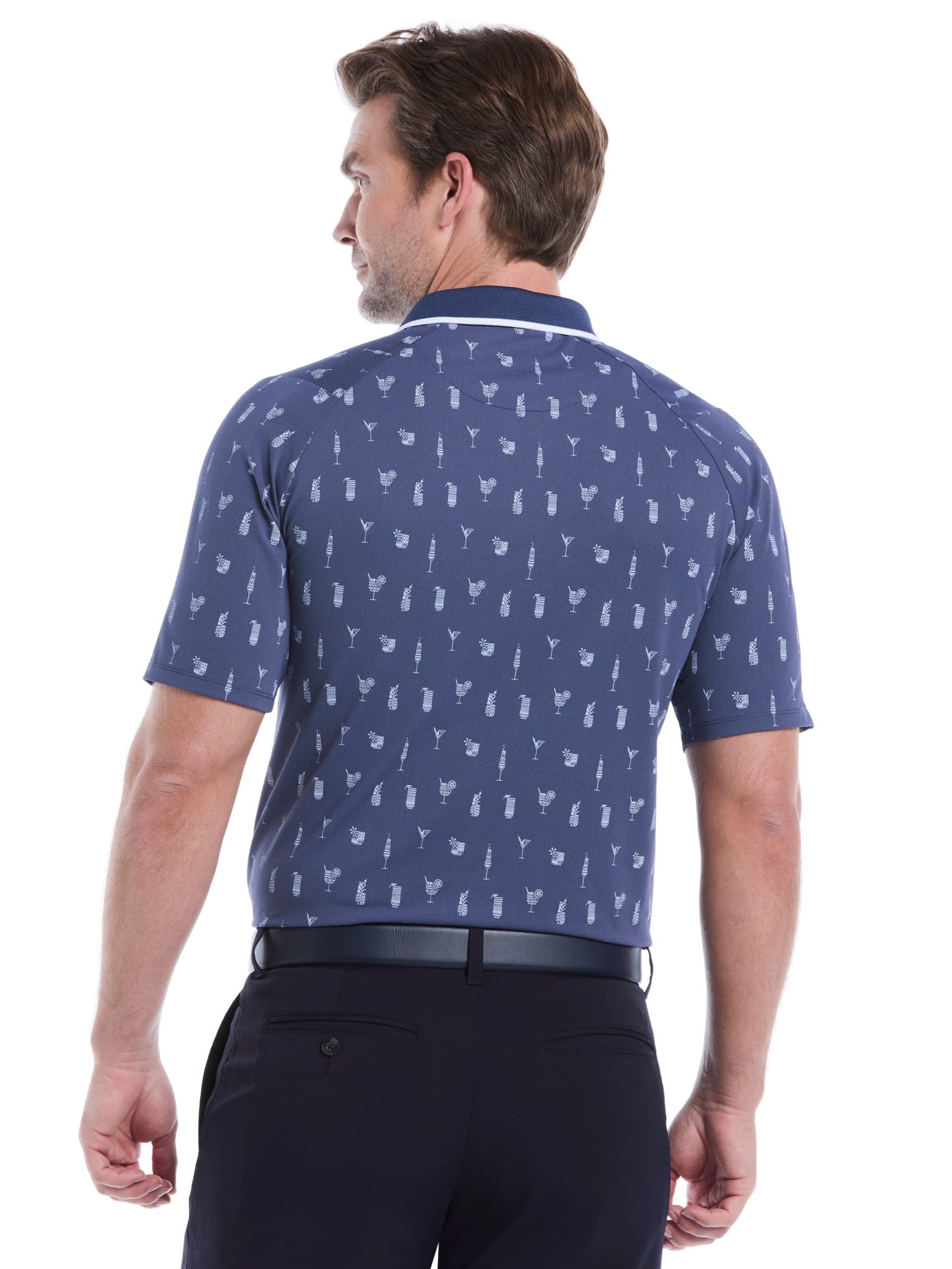 Mens Geo Cocktail Print Golf Polo - Image 2