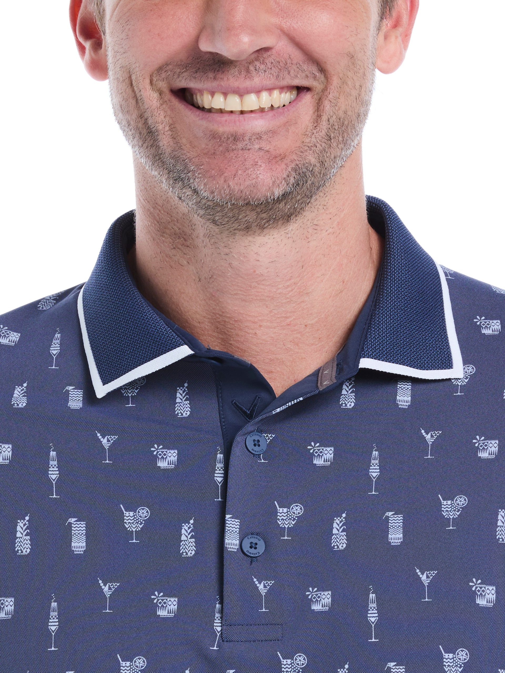 Mens Geo Cocktail Print Golf Polo - Image 3