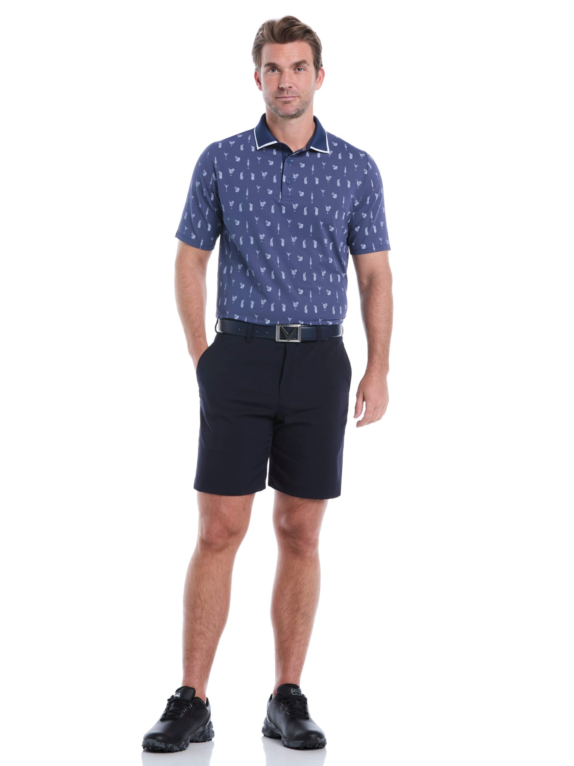 Mens Geo Cocktail Print Golf Polo - Image 4