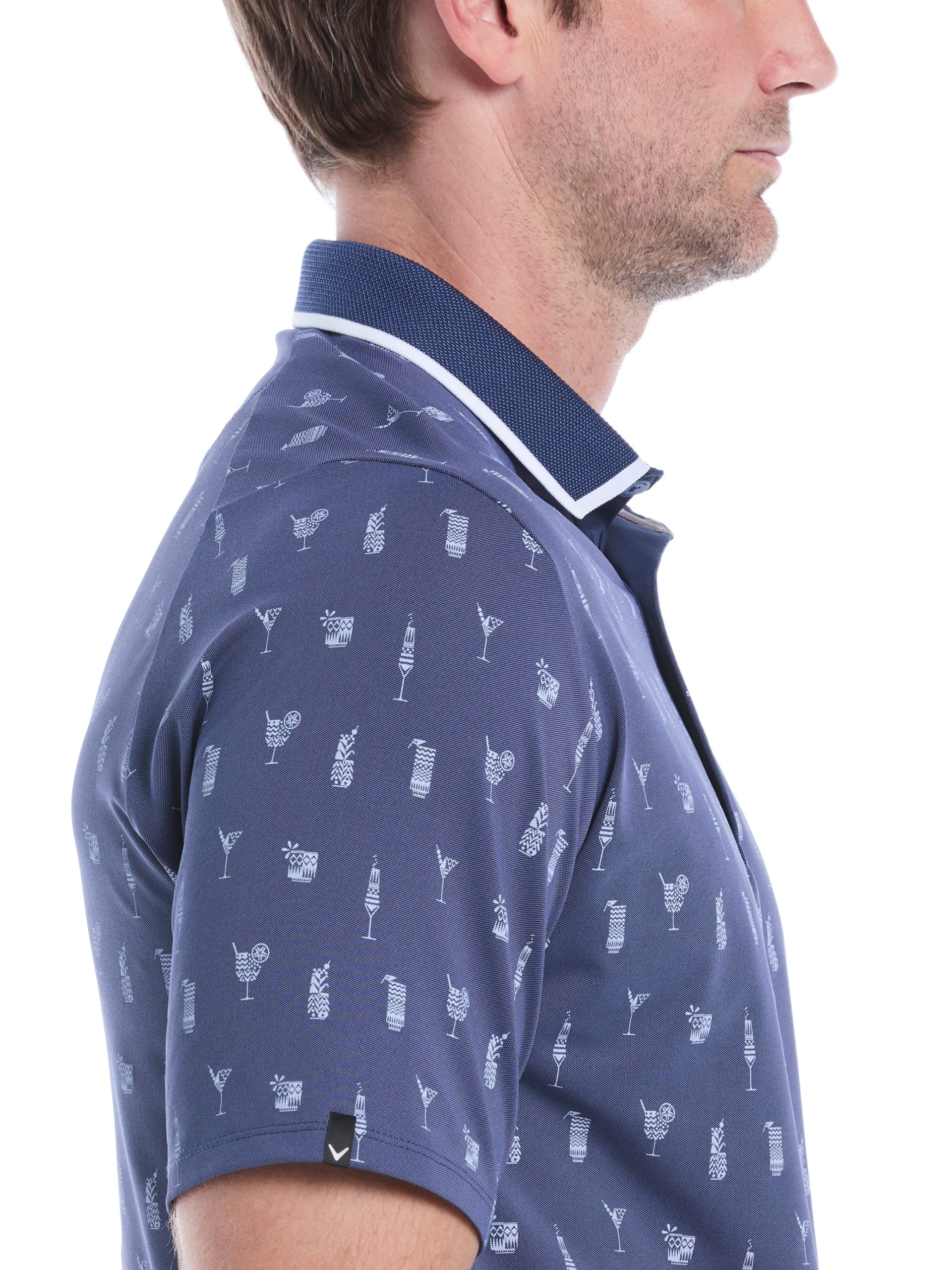 Mens Geo Cocktail Print Golf Polo - Image 5