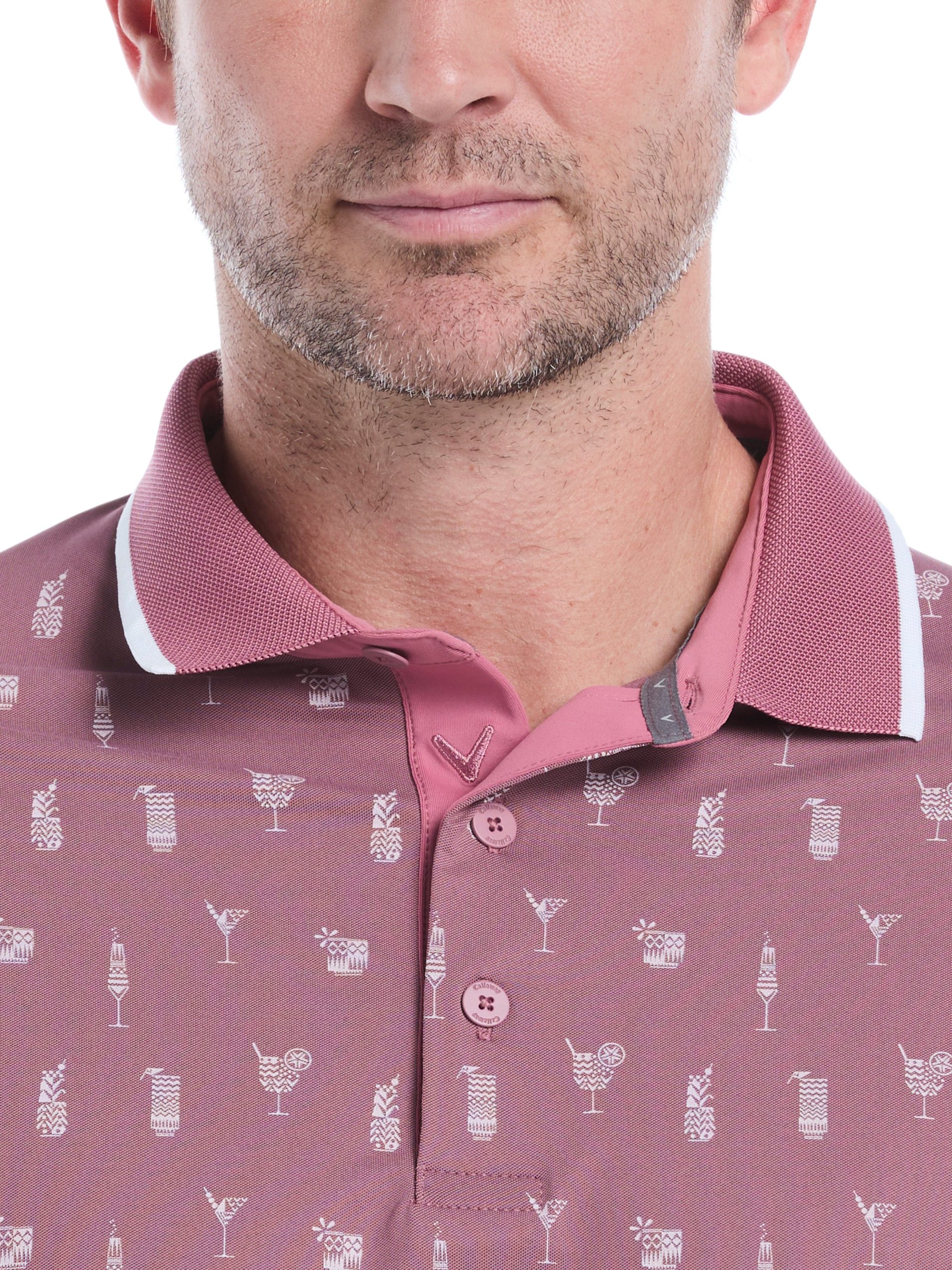 Mens Geo Cocktail Print Golf Polo - Image 8