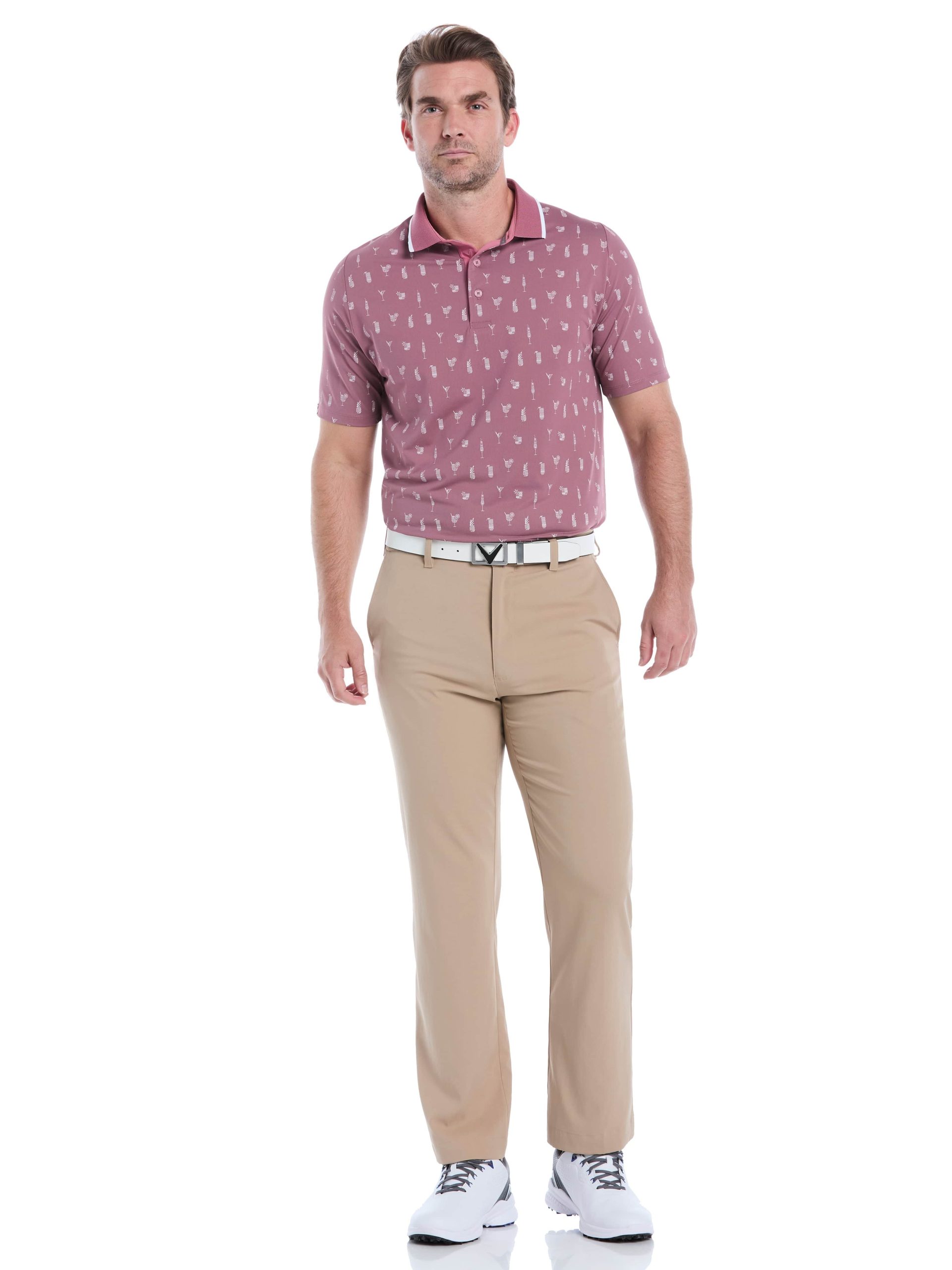 Mens Geo Cocktail Print Golf Polo - Image 9