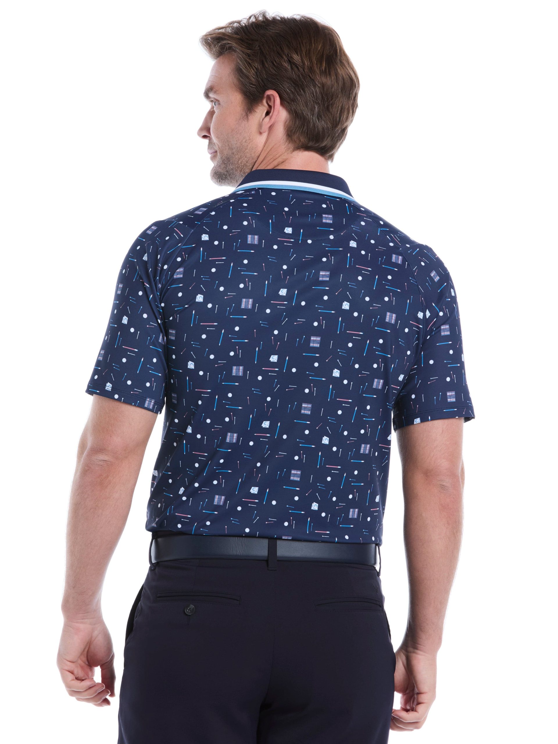 Mens Golf Collection Print Golf Polo Shirt - Image 2