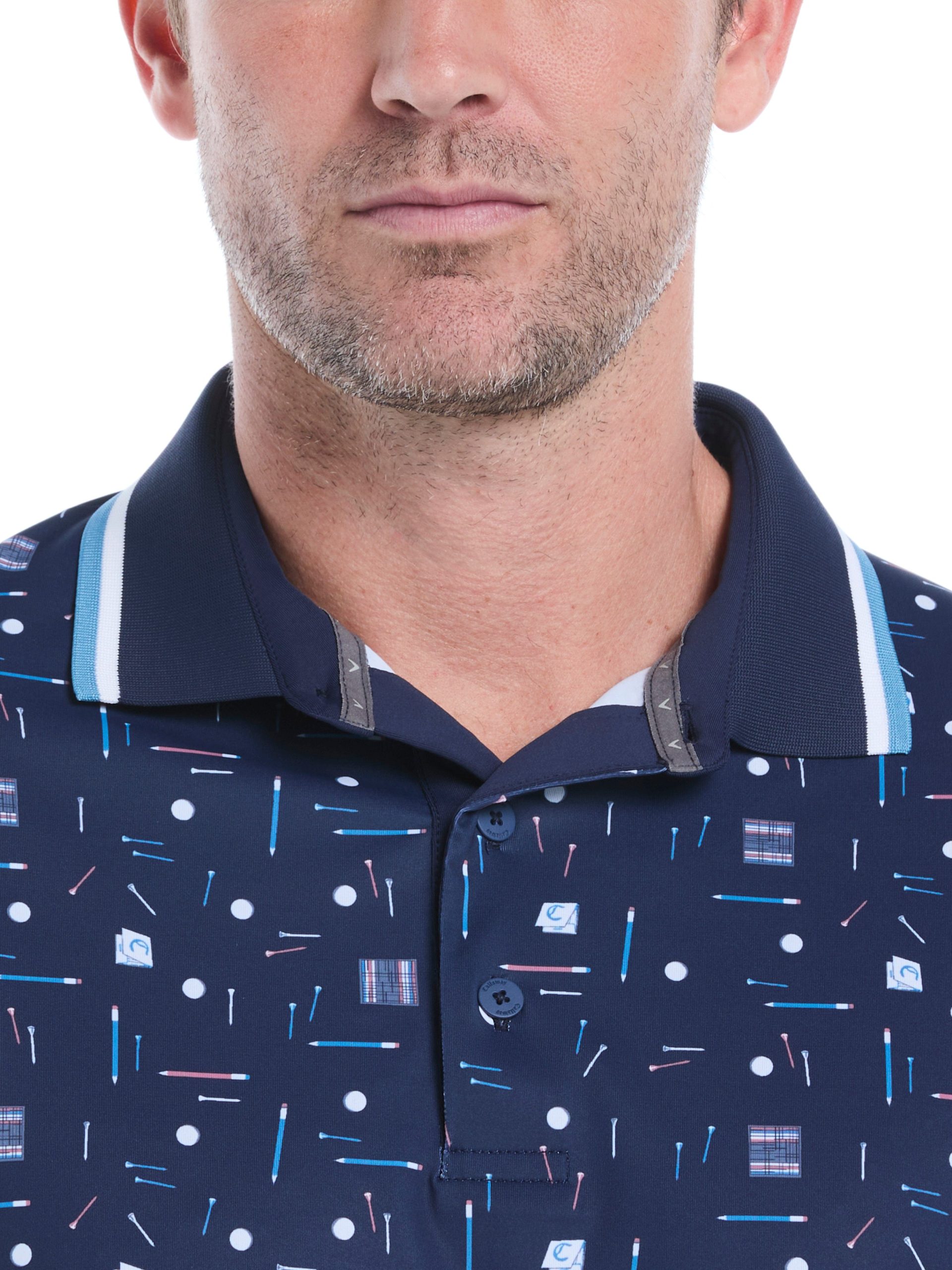 Mens Golf Collection Print Golf Polo Shirt - Image 3
