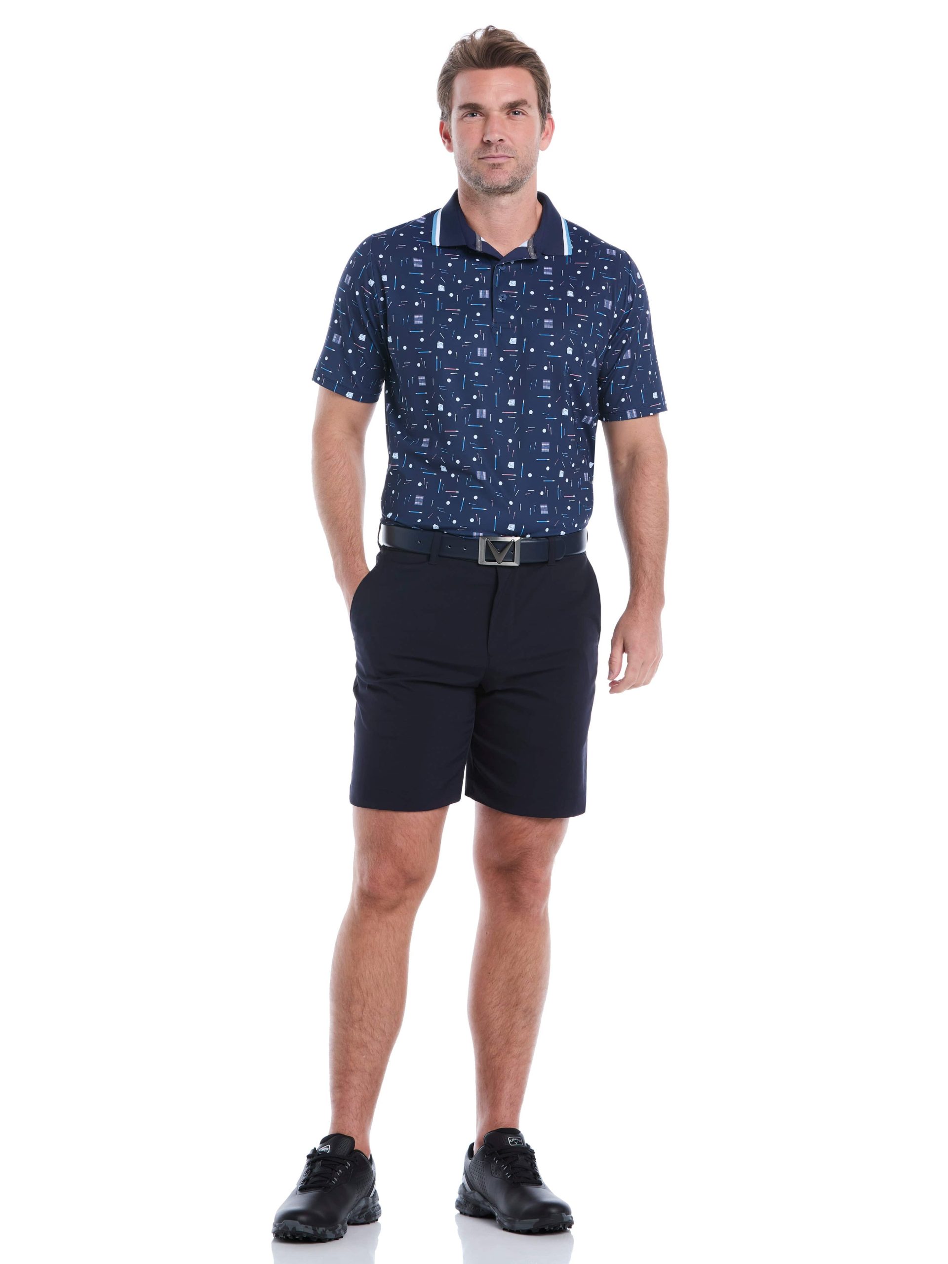 Mens Golf Collection Print Golf Polo Shirt - Image 4