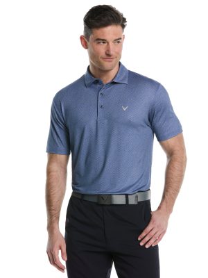 Mens Heather Geo Print Golf Polo