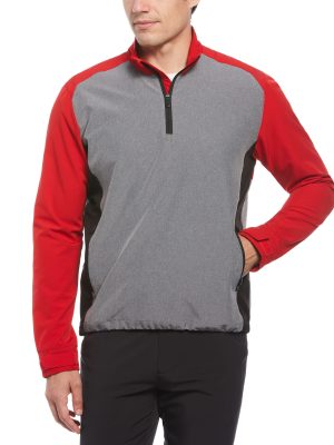 Mens Heathered Block Quarter Zip Golf Jacket