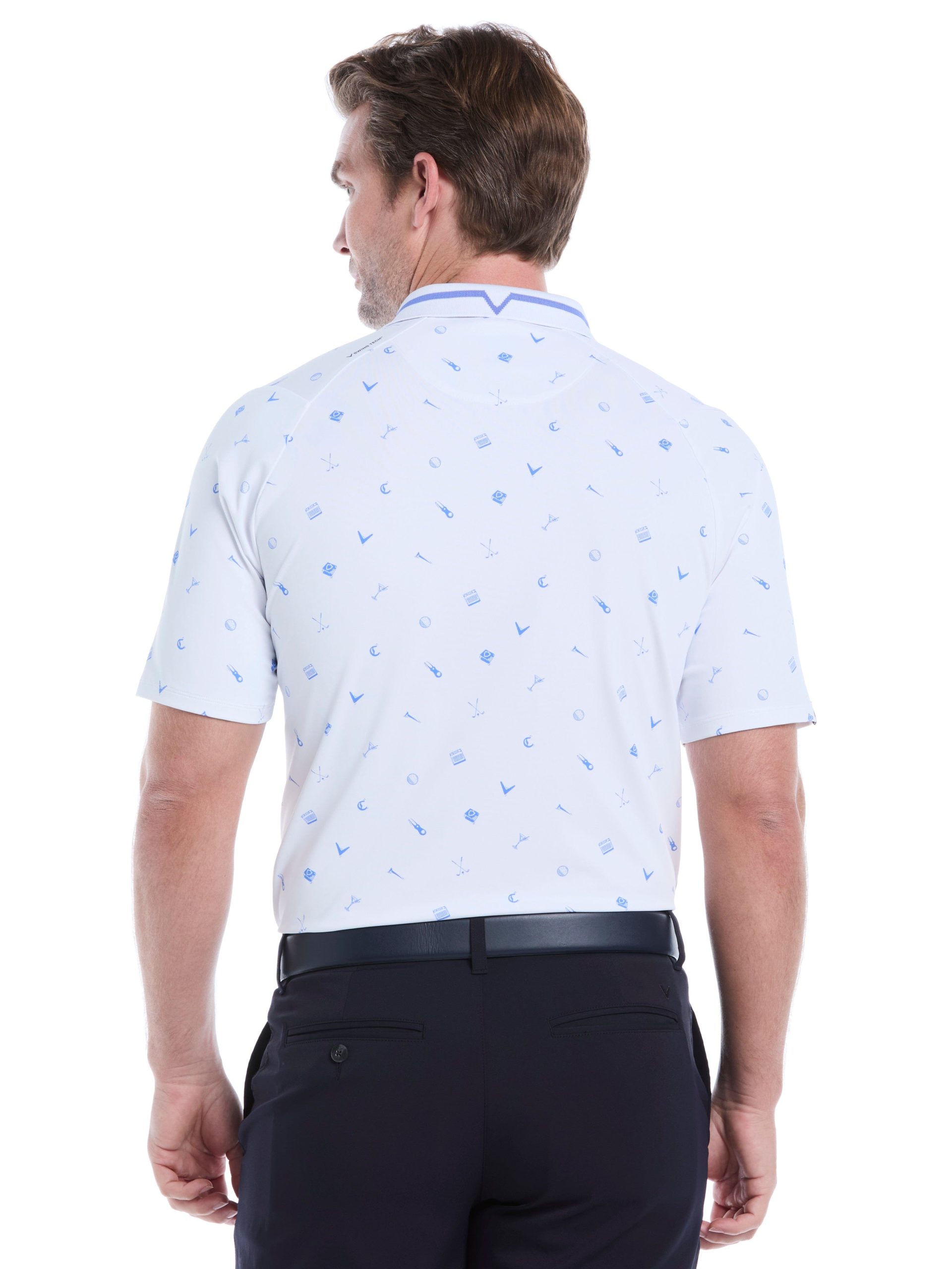 Mens Memento Print Golf Polo - Image 2