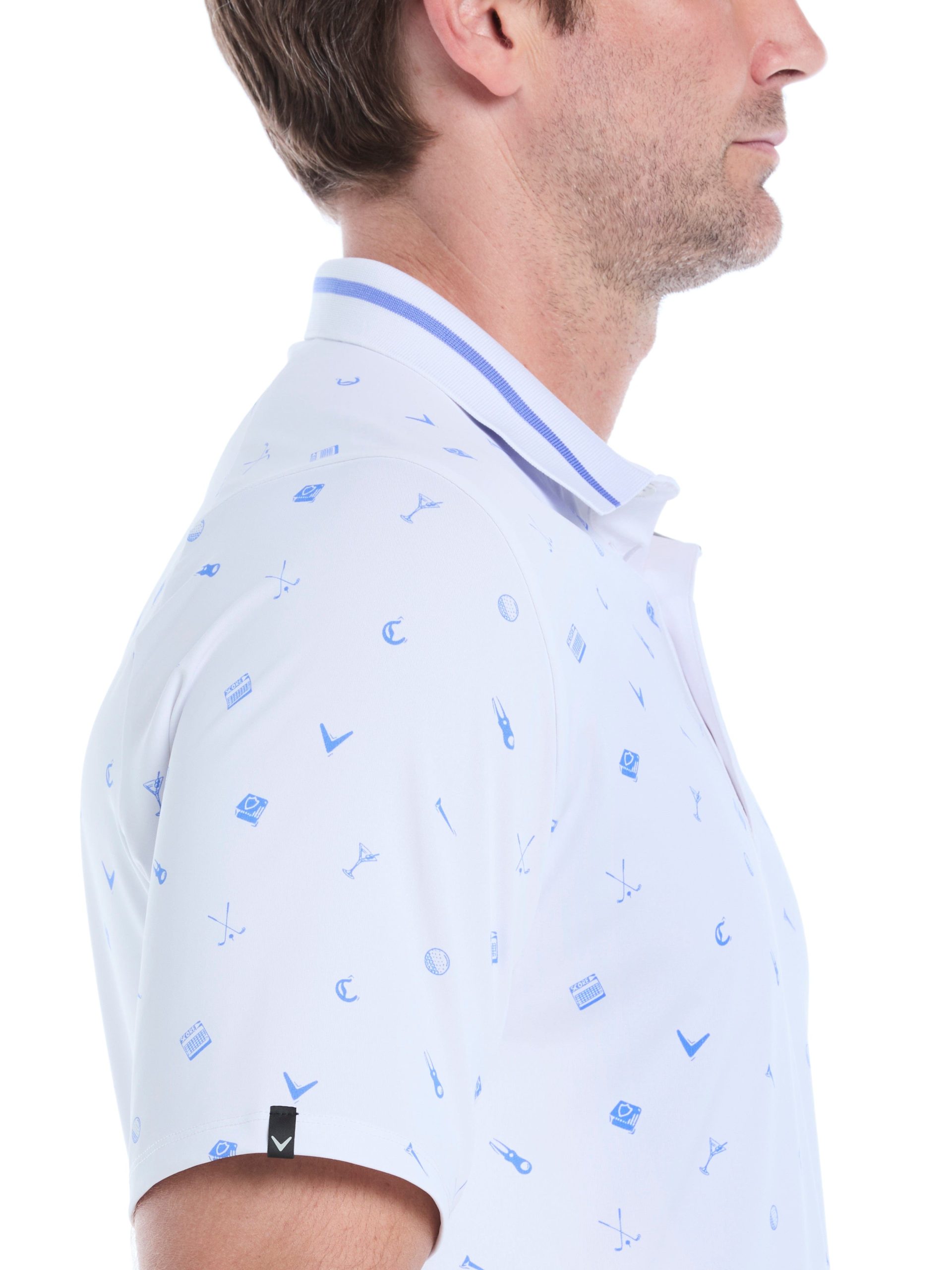 Mens Memento Print Golf Polo - Image 4