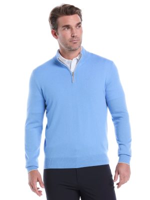 Mens Premium Cashmere Quarter Zip Golf Sweater