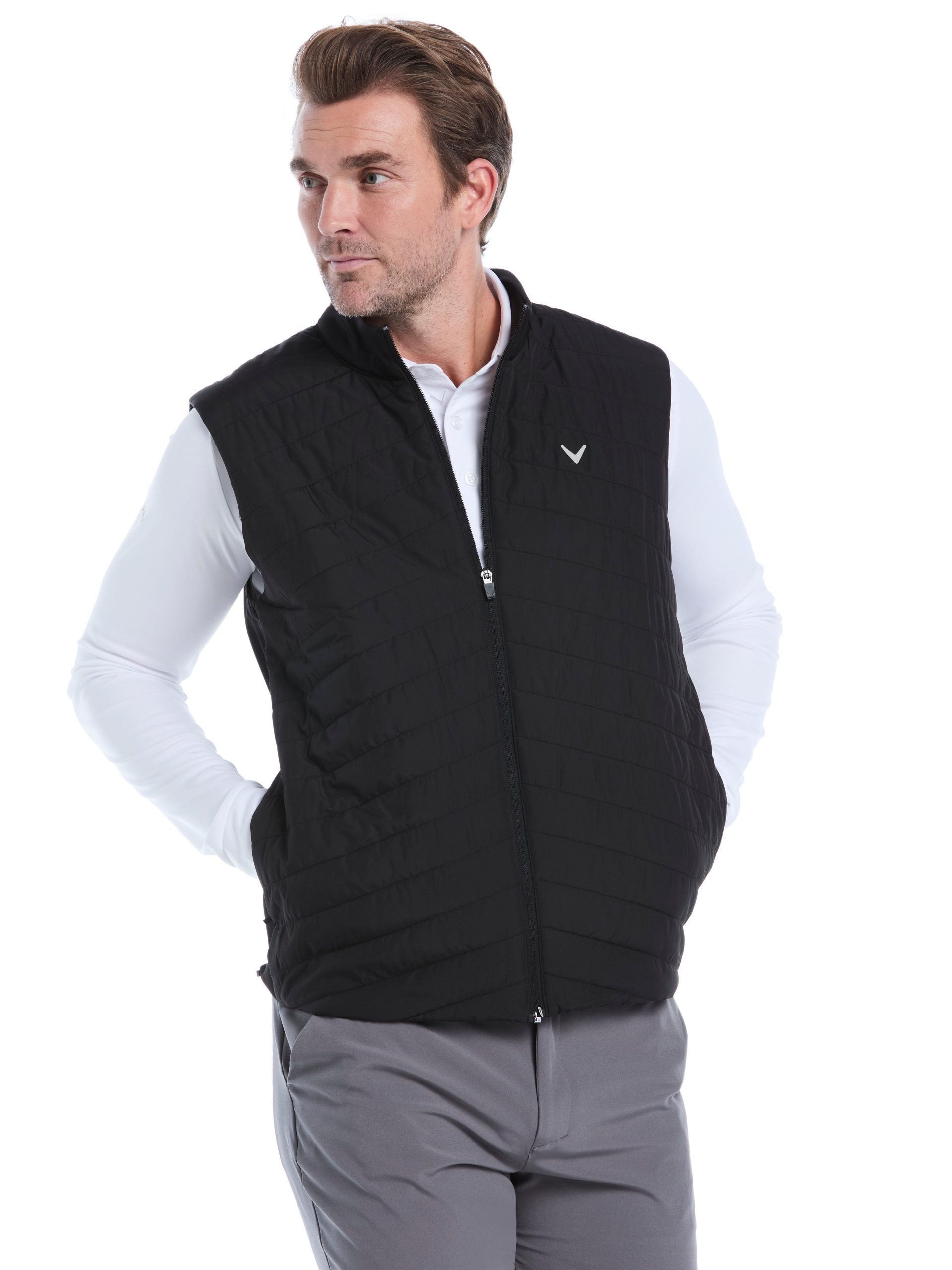 Mens Quilted Puffer Full Zip Golf Vest - Image 5
