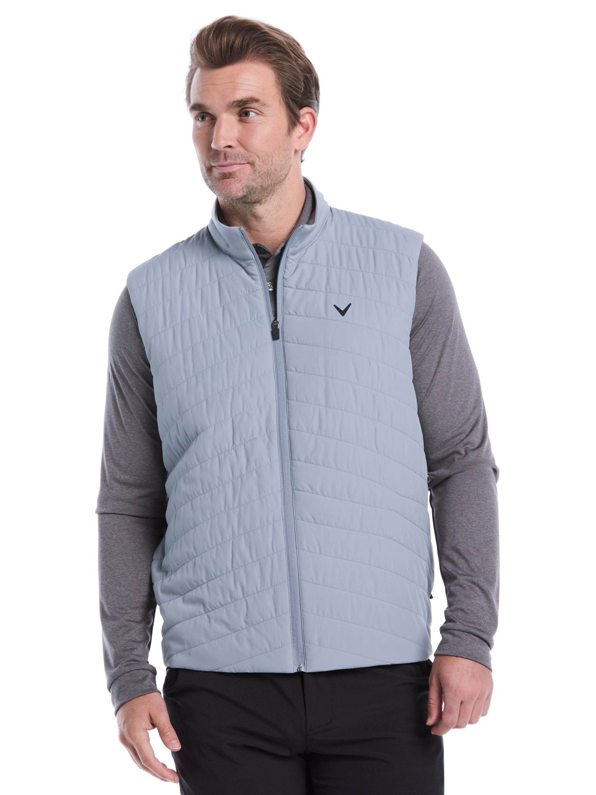 Mens Quilted Puffer Full Zip Golf Vest