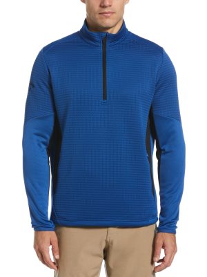 Mens Textured Quarter Zip Golf Pullover