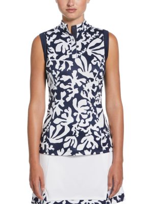 Womens Abstract Floral Chev Motion Golf Polo