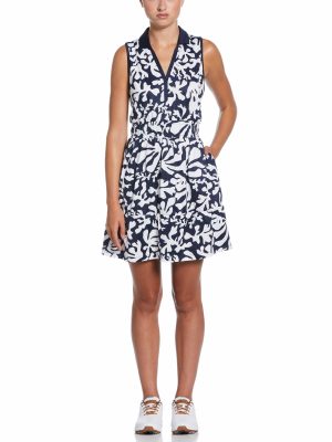Womens Abstract Floral Print Golf Dress