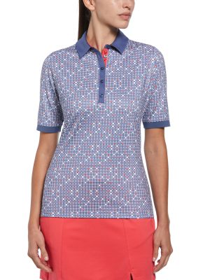 Womens Chevron Geo Short Sleeve w/ Mesh Insert