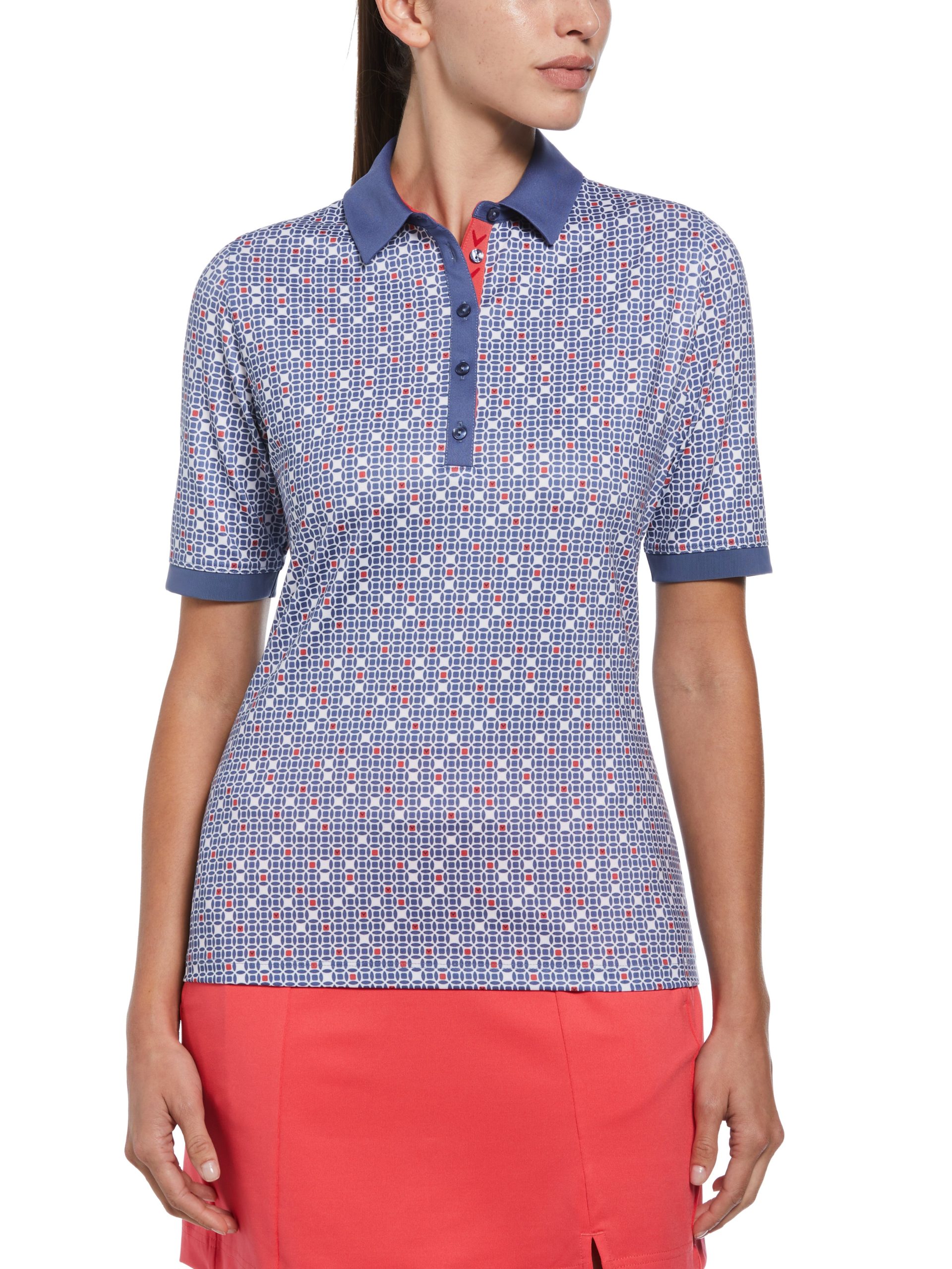 Womens Chevron Geo Short Sleeve w/ Mesh Insert