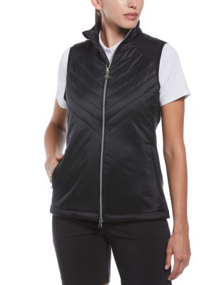Womens Chevron Quilted Sleeveless Golf Vest