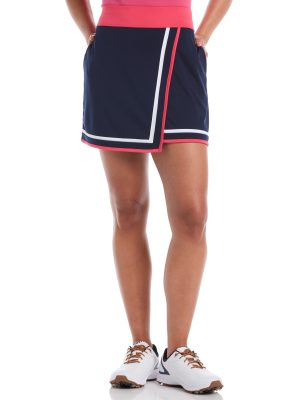 Womens Color Block Wrap Golf Skort