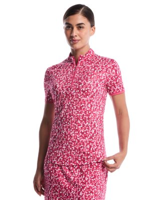 Womens Confetti Zip Polo