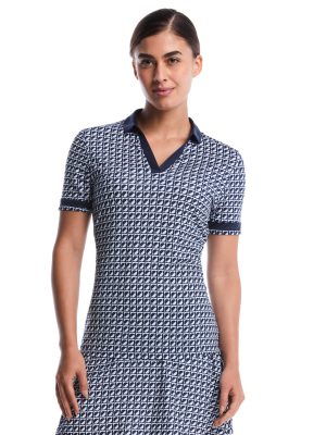 Womens Geo Printed Polo
