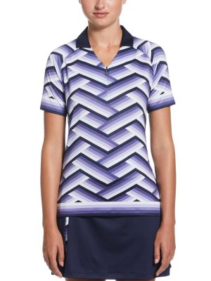 Womens Gradient Stripe Golf Polo