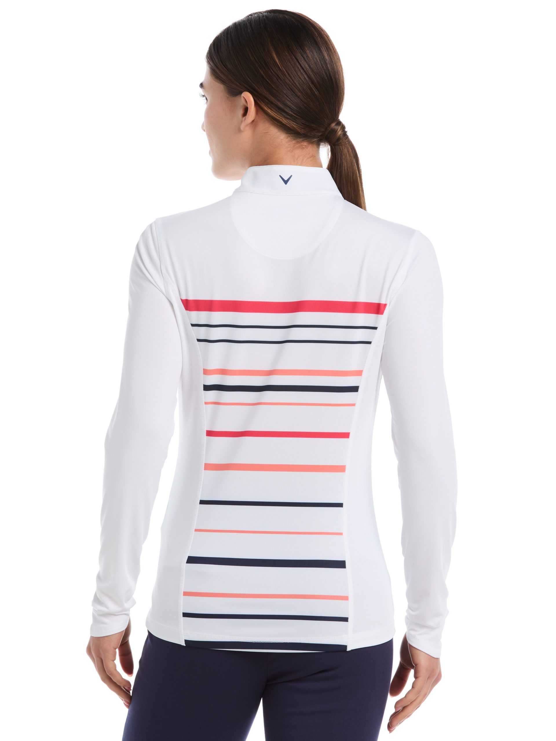 Womens Long Sleeve Engineered Stripe Golf Shirt - Image 2