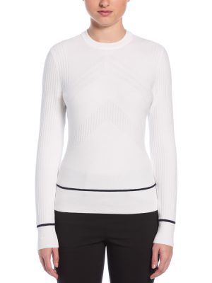 Womens Multi-Stitch Chevron Sweater with Tipping